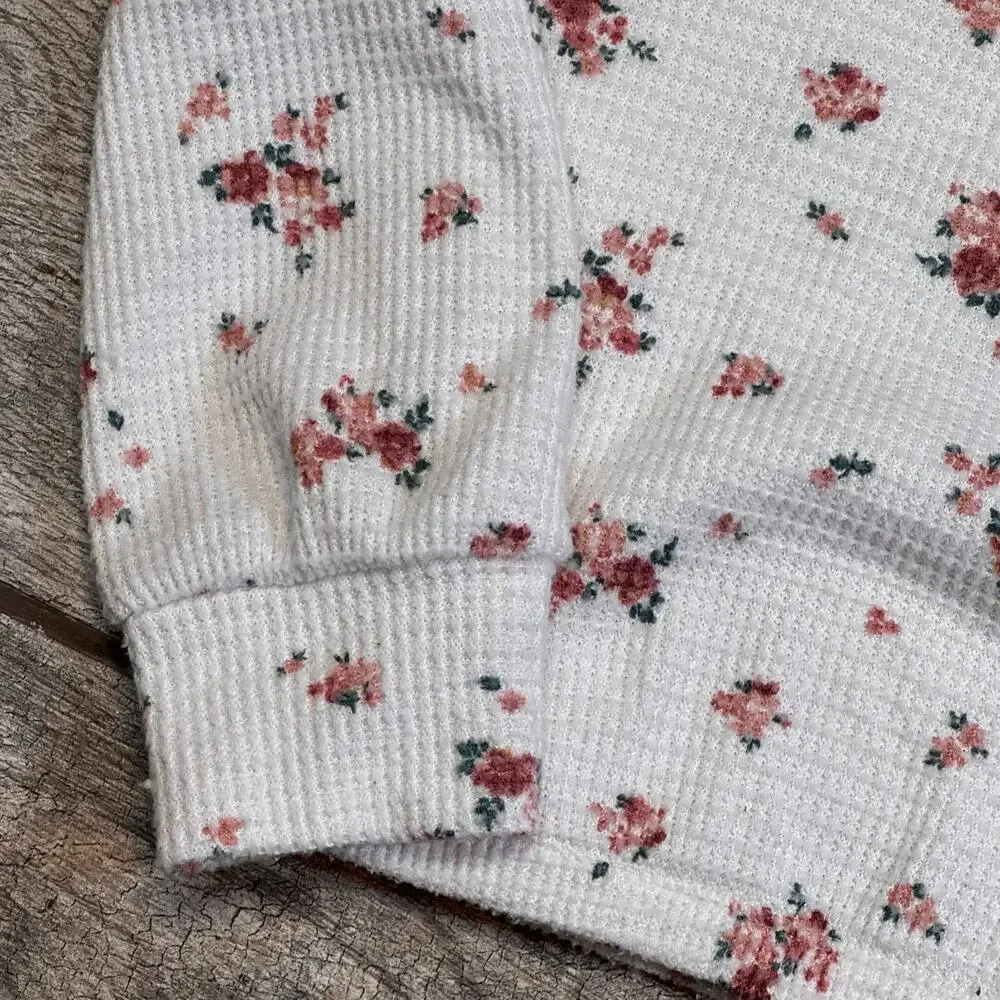abercrombie kids waffle knit floral crop top size 7/8